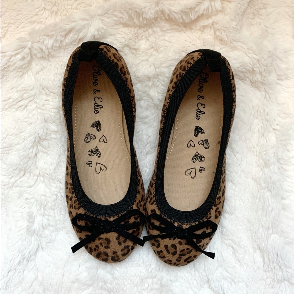 Girls' Leopard Print Ballet Flats - Brown/Black